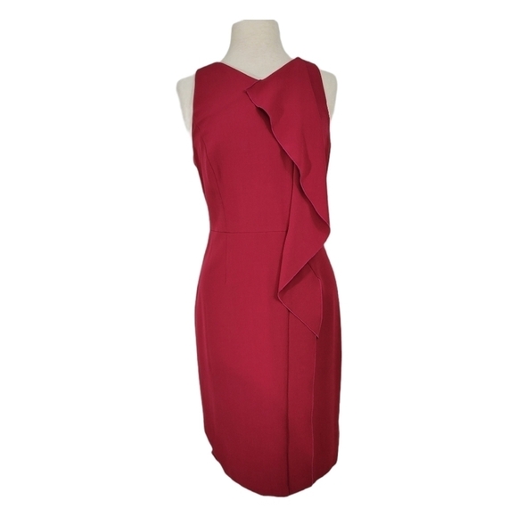 Adriana Papell Fuschia Pink Ruffle Sheath Dress - Picture 1 of 9